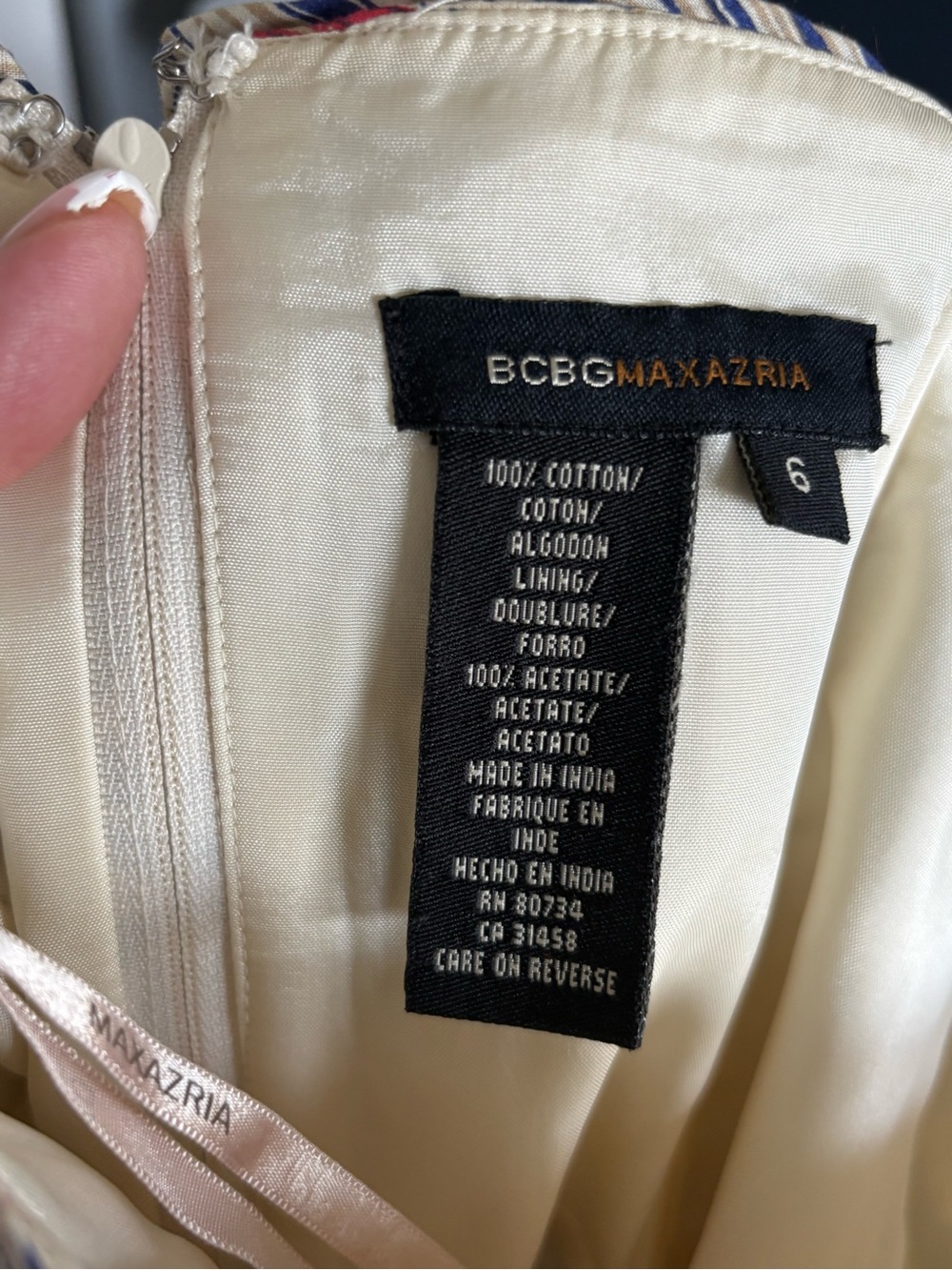 BCBGMaxAzria Cream Maxi Dress with Red & Blue Floral Print - Picture 8 of 9